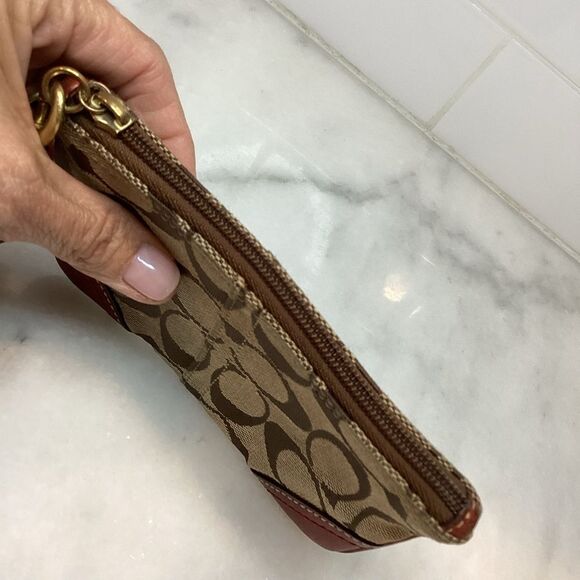 Coach Jacquard Signature Logo Pouch Wristlet - Picture 9 of 9